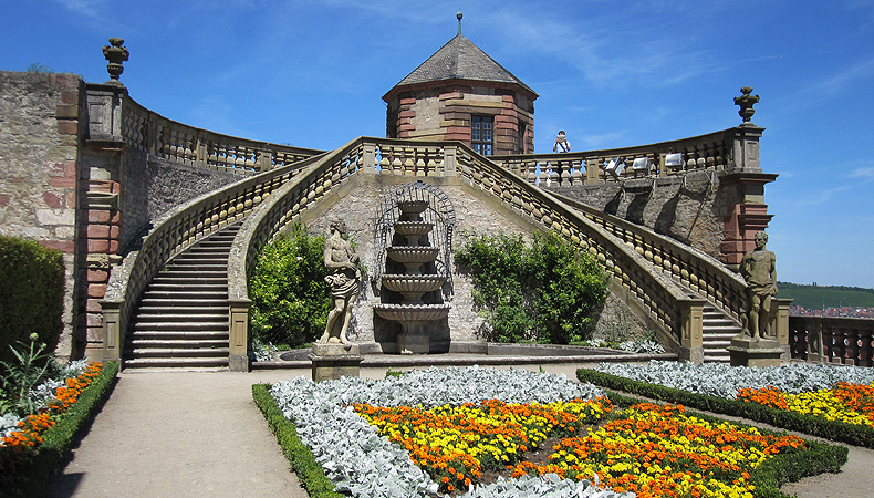 Blick zum nördlichen Gartenpavillon